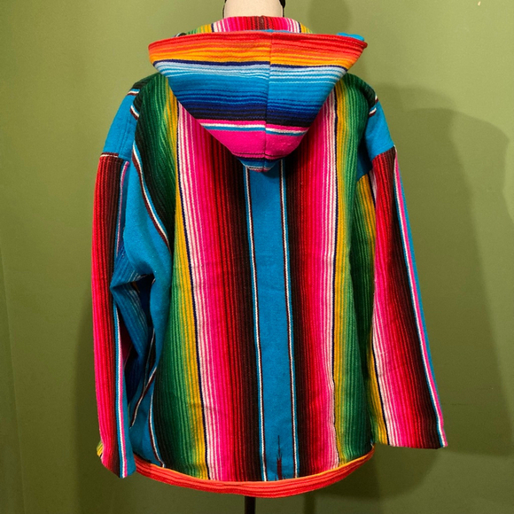 Women's Unbranded Blue Multi-color Striped Hoodie, OS - Picture 4 of 7